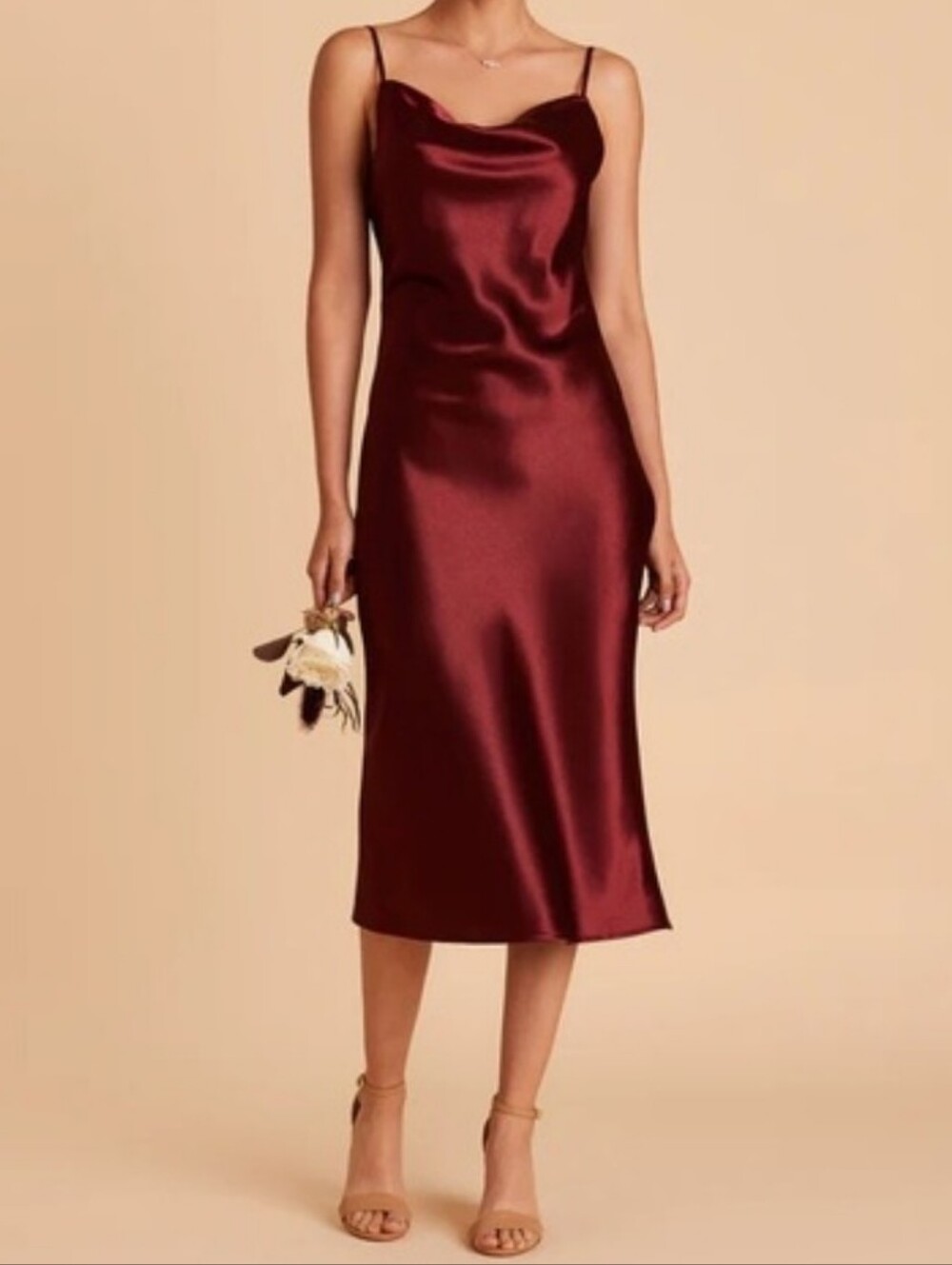 Birdy Grey Lisa Satin Slip Dress Cowlneck Cabernet XS Bridesmaid Elegant Whimsy - Picture 16 of 16
